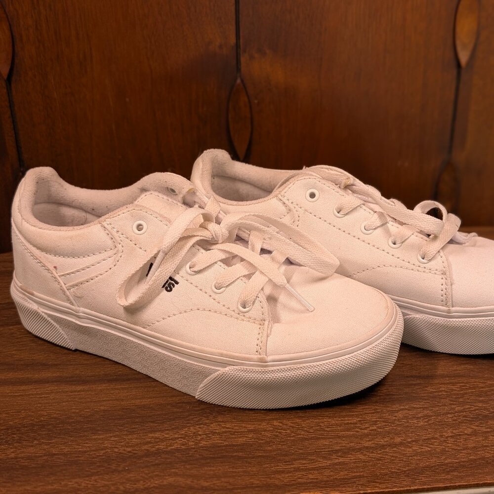 White Vans Barely Worn Size 3 Missy